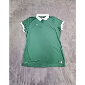 Nike Women's Sz XL Laser Cut Soccer Jersey Polo Shirt Golf Tennis Green C19-79